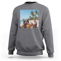 Christmas In July Raccoon And Santa Sweatshirt Tropical Summer Vacation Graphic