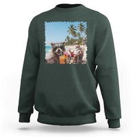 Christmas In July Raccoon And Santa Sweatshirt Tropical Summer Vacation Graphic