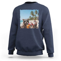 Christmas In July Raccoon And Santa Sweatshirt Tropical Summer Vacation Graphic