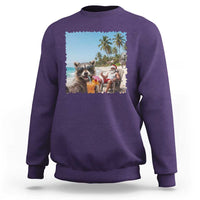 Christmas In July Raccoon And Santa Sweatshirt Tropical Summer Vacation Graphic