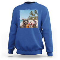 Christmas In July Raccoon And Santa Sweatshirt Tropical Summer Vacation Graphic