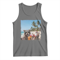 Christmas In July Raccoon And Santa Tank Top Tropical Summer Vacation Graphic