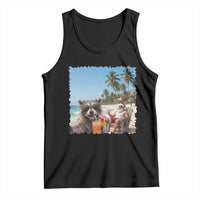 Christmas In July Raccoon And Santa Tank Top Tropical Summer Vacation Graphic
