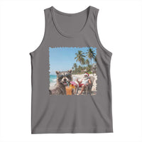 Christmas In July Raccoon And Santa Tank Top Tropical Summer Vacation Graphic
