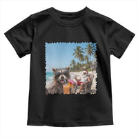 Christmas In July Raccoon And Santa Toddler T Shirt Tropical Summer Vacation Graphic