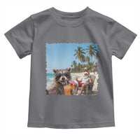 Christmas In July Raccoon And Santa Toddler T Shirt Tropical Summer Vacation Graphic