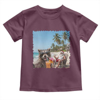 Christmas In July Raccoon And Santa Toddler T Shirt Tropical Summer Vacation Graphic