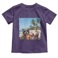 Christmas In July Raccoon And Santa Toddler T Shirt Tropical Summer Vacation Graphic
