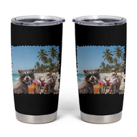 Christmas In July Raccoon And Santa Tumbler Cup Tropical Summer Vacation Graphic