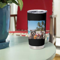 Christmas In July Raccoon And Santa Tumbler Cup Tropical Summer Vacation Graphic