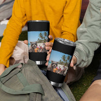 Christmas In July Raccoon And Santa Tumbler Cup Tropical Summer Vacation Graphic