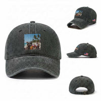 Christmas In July Raccoon And Santa Washed Cotton Baseball Cap Tropical Summer Vacation Graphic
