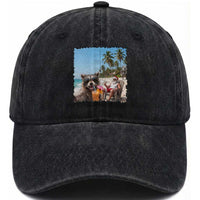Christmas In July Raccoon And Santa Washed Cotton Baseball Cap Tropical Summer Vacation Graphic