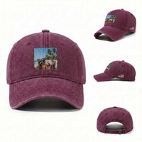 Christmas In July Raccoon And Santa Washed Cotton Baseball Cap Tropical Summer Vacation Graphic