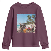 Christmas In July Raccoon And Santa Youth Sweatshirt Tropical Summer Vacation Graphic