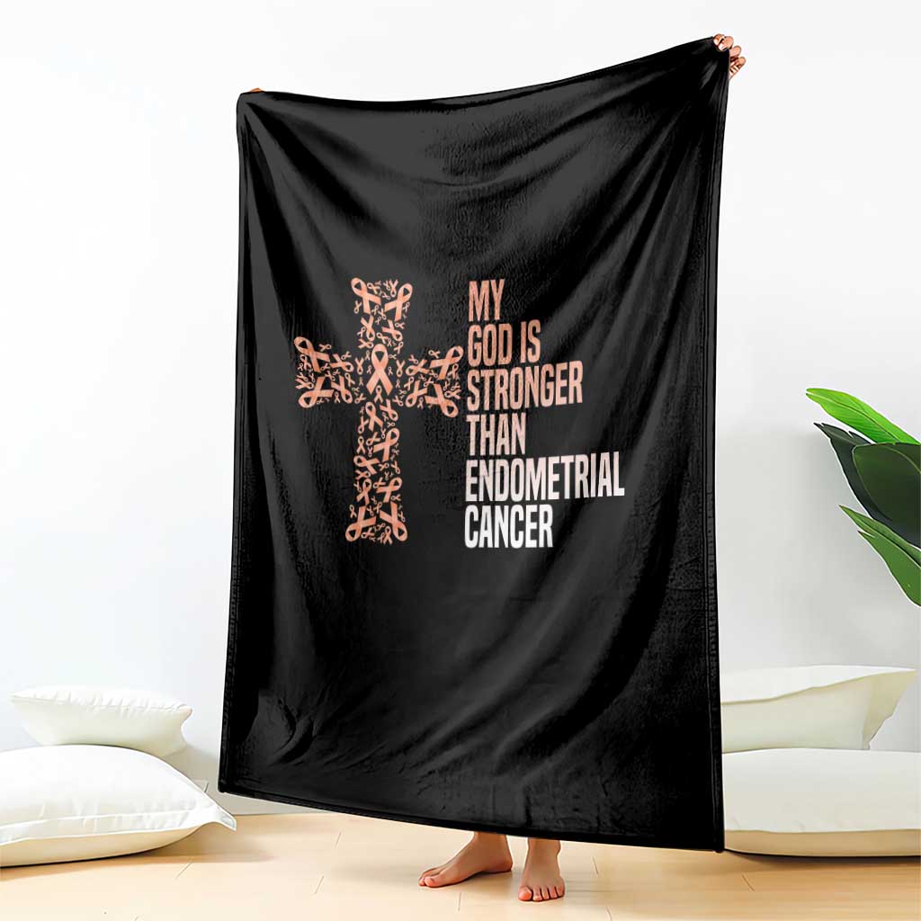 Religious Endometrial Cancer Awareness Throw Blanket My God Is Stronger Than Cancer