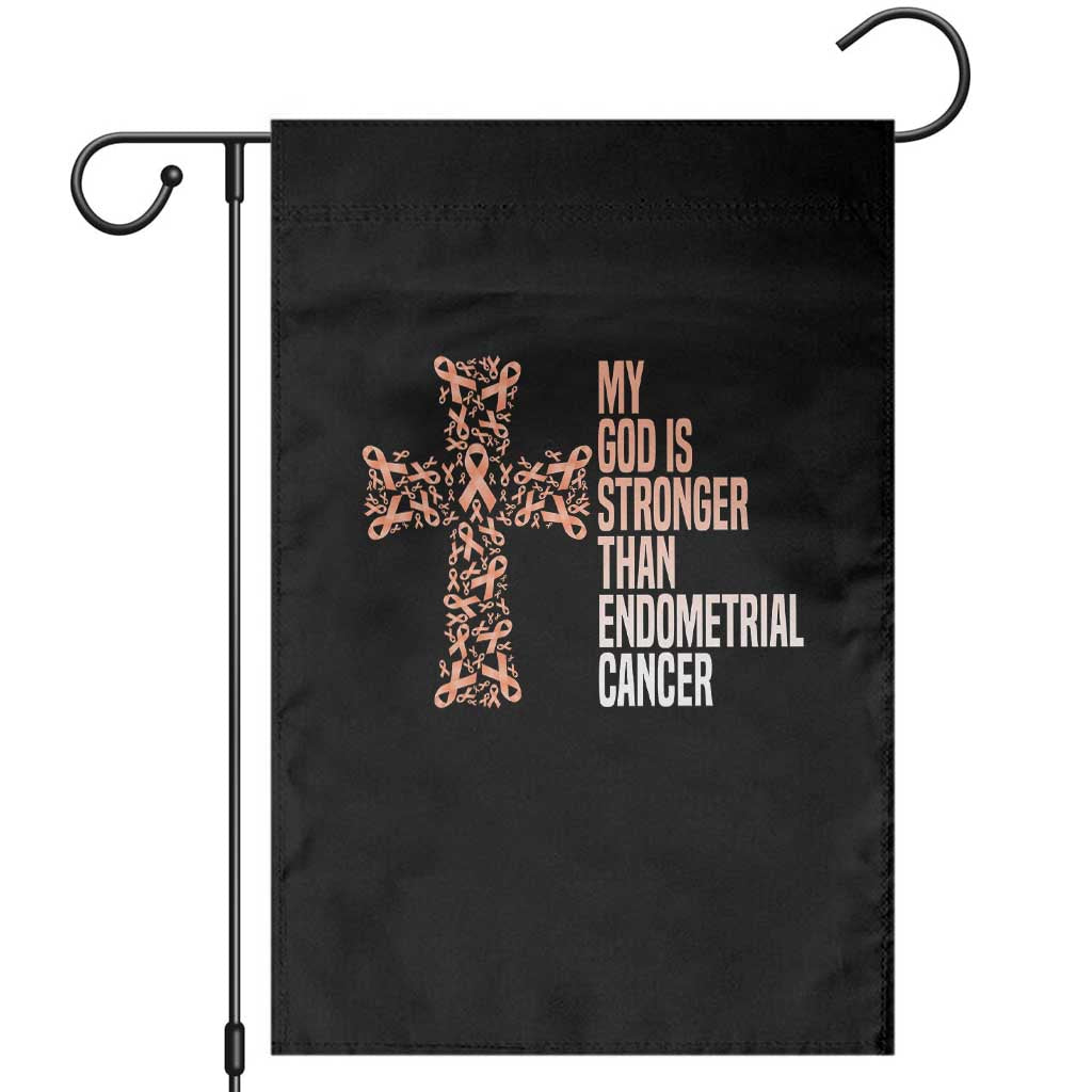 Religious Endometrial Cancer Awareness Garden Flag My God Is Stronger Than Cancer