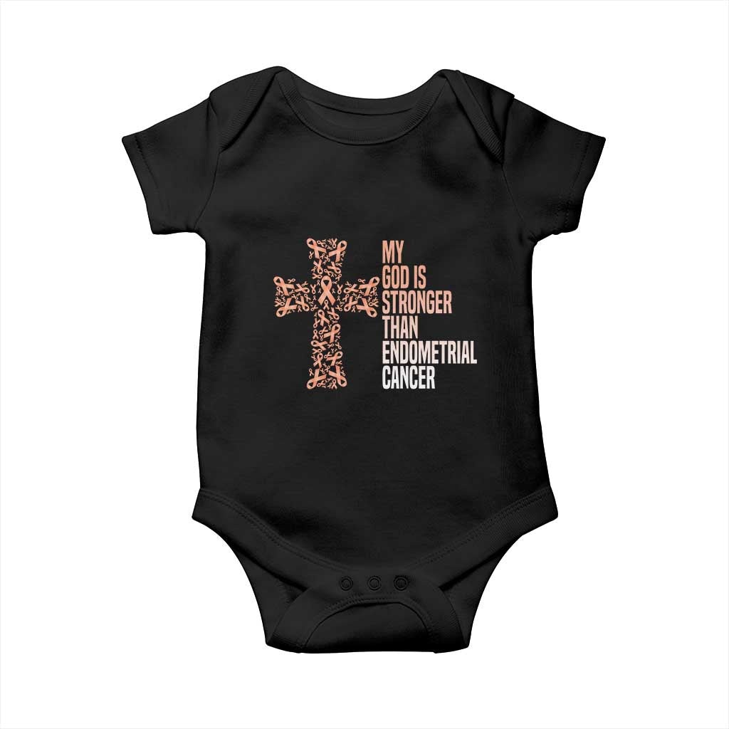 Religious Endometrial Cancer Awareness Baby Onesie My God Is Stronger Than Cancer