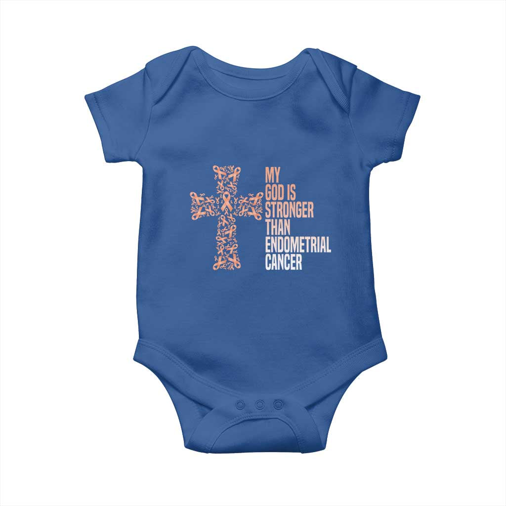 Religious Endometrial Cancer Awareness Baby Onesie My God Is Stronger Than Cancer