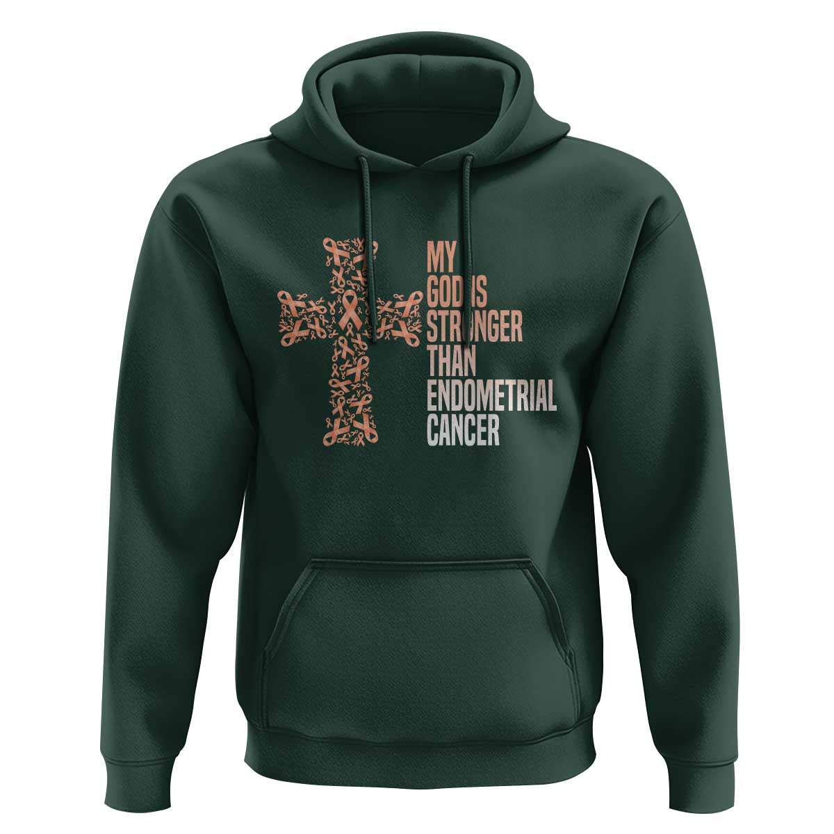 Religious Endometrial Cancer Awareness Hoodie My God Is Stronger Than Cancer
