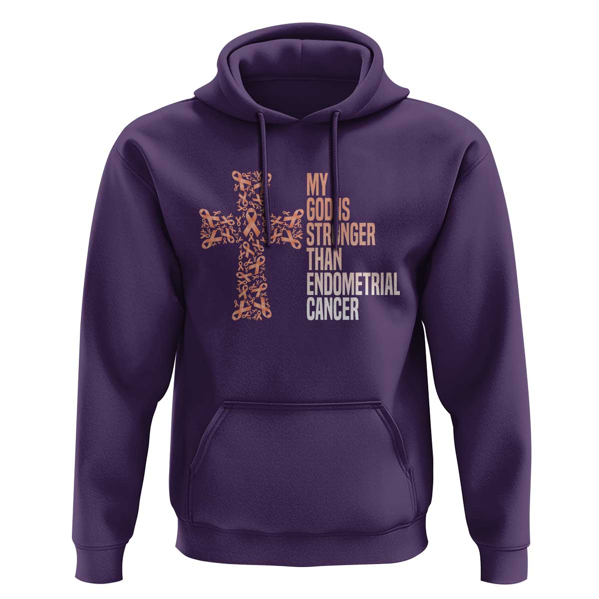 Religious Endometrial Cancer Awareness Hoodie My God Is Stronger Than Cancer