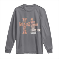 Religious Endometrial Cancer Awareness Long Sleeve Shirt My God Is Stronger Than Cancer