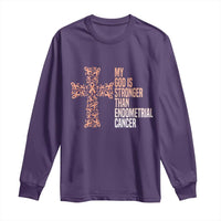 Religious Endometrial Cancer Awareness Long Sleeve Shirt My God Is Stronger Than Cancer
