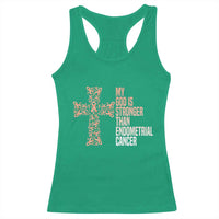 Religious Endometrial Cancer Awareness Racerback Tank Top My God Is Stronger Than Cancer