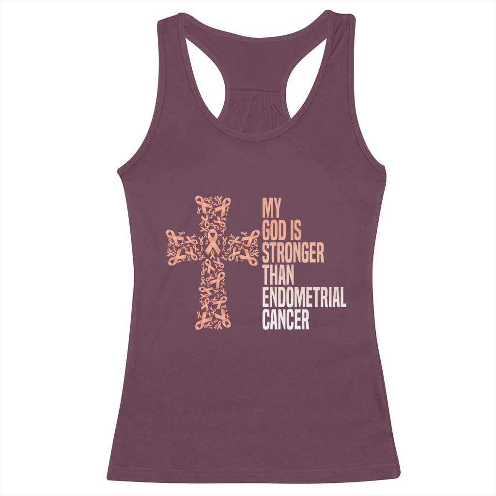 Religious Endometrial Cancer Awareness Racerback Tank Top My God Is Stronger Than Cancer