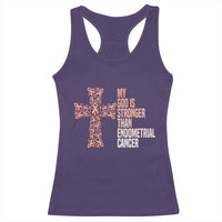Religious Endometrial Cancer Awareness Racerback Tank Top My God Is Stronger Than Cancer
