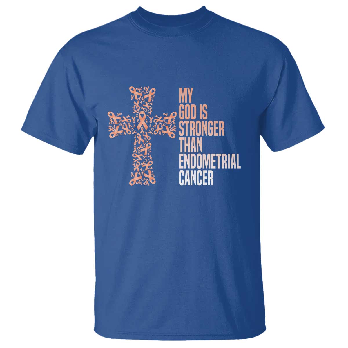 Religious Endometrial Cancer Awareness T Shirt My God Is Stronger Than Cancer