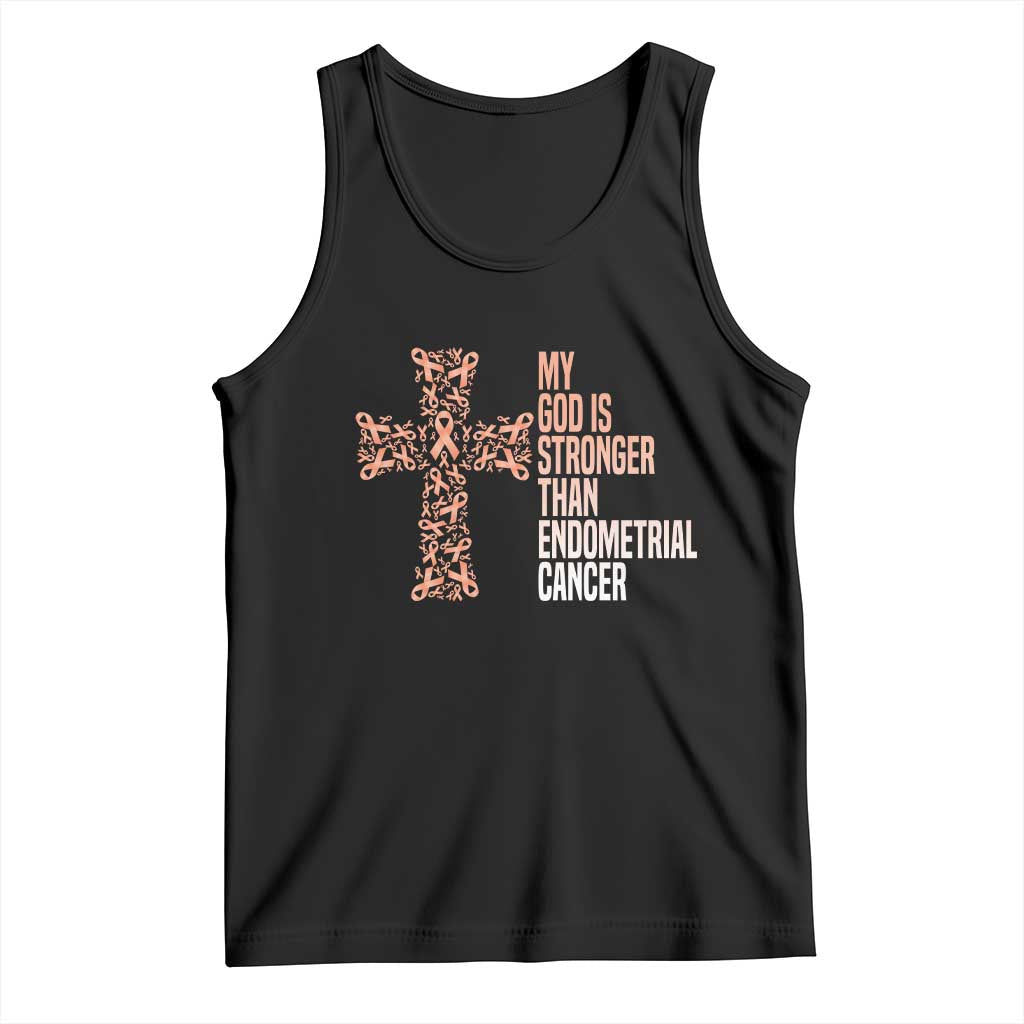 Religious Endometrial Cancer Awareness Tank Top My God Is Stronger Than Cancer