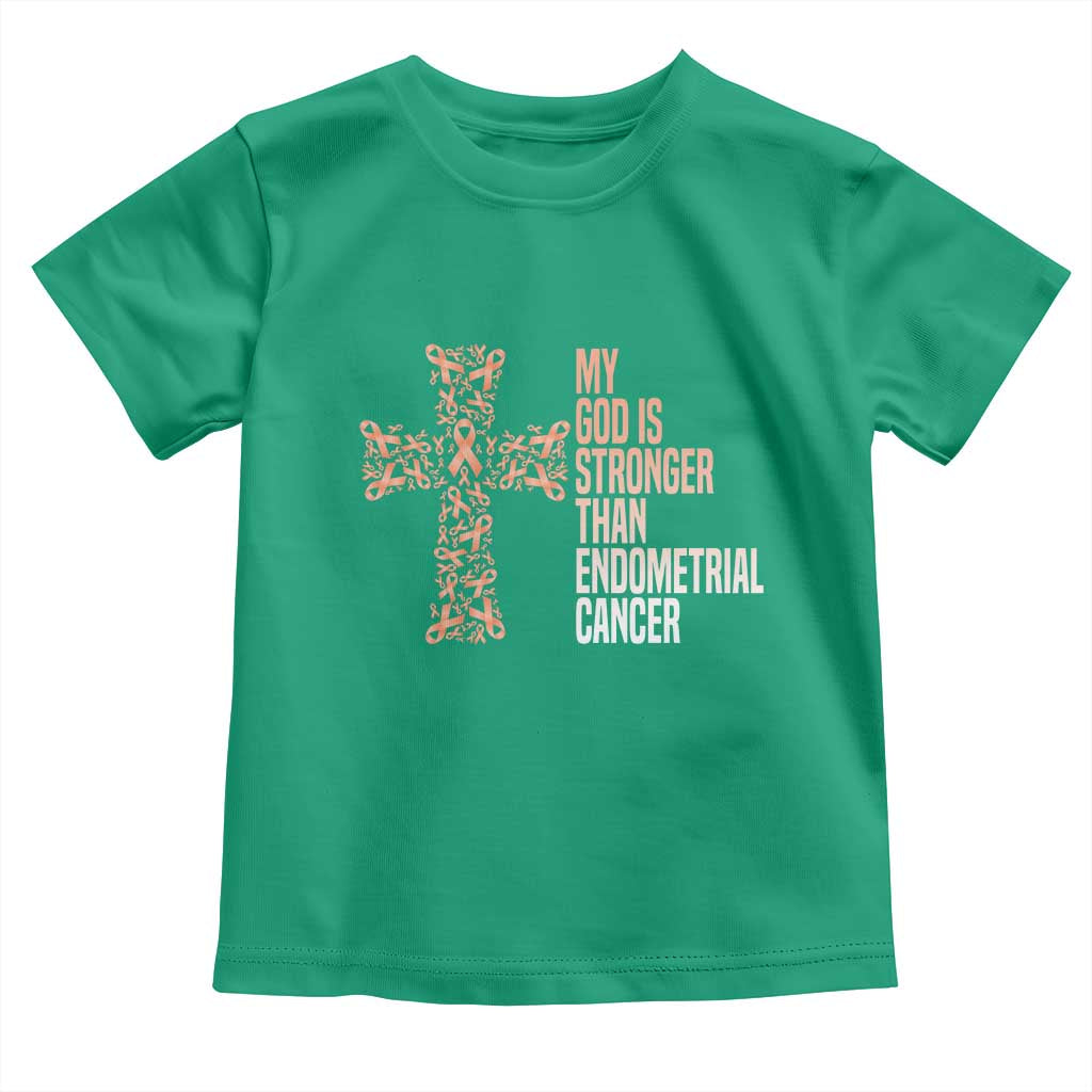 Religious Endometrial Cancer Awareness Toddler T Shirt My God Is Stronger Than Cancer