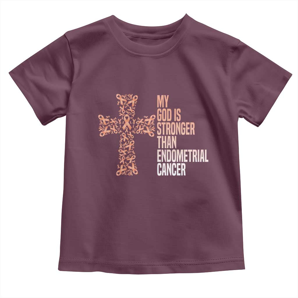 Religious Endometrial Cancer Awareness Toddler T Shirt My God Is Stronger Than Cancer
