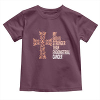 Religious Endometrial Cancer Awareness Toddler T Shirt My God Is Stronger Than Cancer