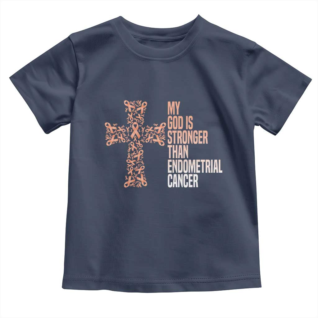 Religious Endometrial Cancer Awareness Toddler T Shirt My God Is Stronger Than Cancer