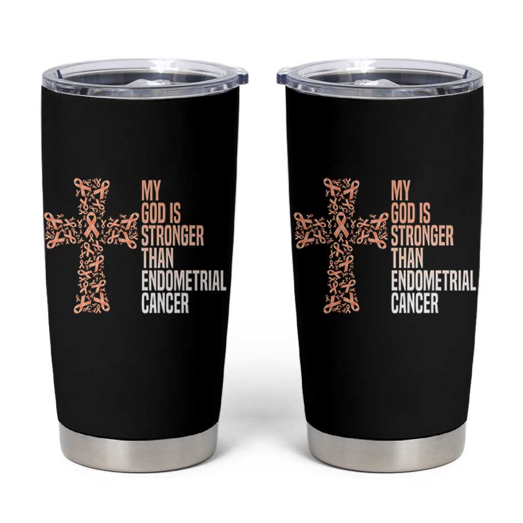 Religious Endometrial Cancer Awareness Tumbler Cup My God Is Stronger Than Cancer