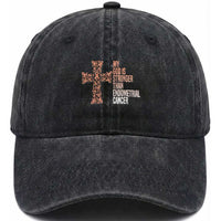 Religious Endometrial Cancer Awareness Washed Cotton Baseball Cap My God Is Stronger Than Cancer