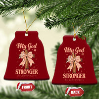 Endometrial Cancer Faith Peach Ribbon Ceramic Ornament My God Is Stronger Than Endometrial Cancer