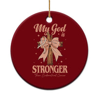 Endometrial Cancer Faith Peach Ribbon Ceramic Ornament My God Is Stronger Than Endometrial Cancer