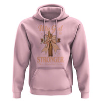 Endometrial Cancer Faith Peach Ribbon Hoodie My God Is Stronger Than Endometrial Cancer