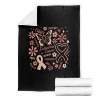 Floral Butterfly Endometrial Cancer Awareness Throw Blanket Believe Strength Faith