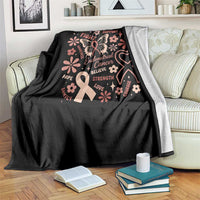 Floral Butterfly Endometrial Cancer Awareness Throw Blanket Believe Strength Faith