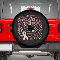 Floral Butterfly Endometrial Cancer Awareness Spare Tire Cover Believe Strength Faith