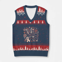 Floral Butterfly Endometrial Cancer Awareness V-Neck Knit Sweater Vest Believe Strength Faith