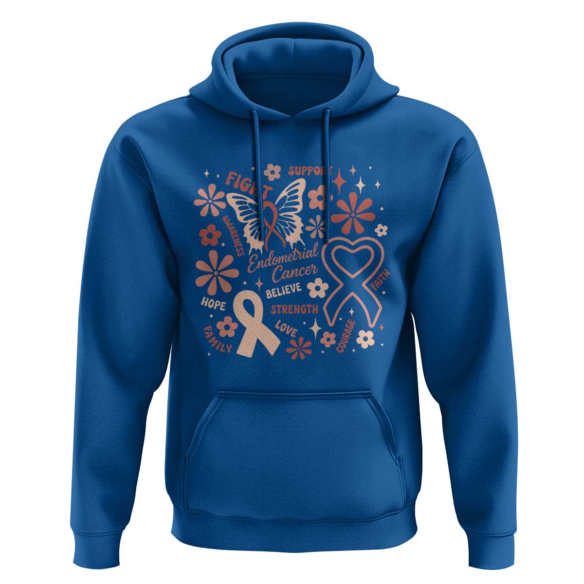 Floral Butterfly Endometrial Cancer Awareness Hoodie Believe Strength Faith