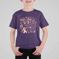 Floral Butterfly Endometrial Cancer Awareness T Shirt For Kid Believe Strength Faith