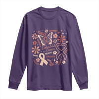 Floral Butterfly Endometrial Cancer Awareness Long Sleeve Shirt Believe Strength Faith
