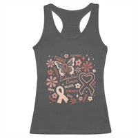 Floral Butterfly Endometrial Cancer Awareness Racerback Tank Top Believe Strength Faith