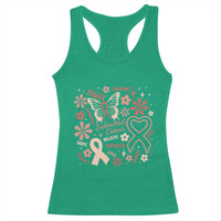 Floral Butterfly Endometrial Cancer Awareness Racerback Tank Top Believe Strength Faith